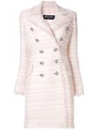 Balmain Tweed Double Breasted Coat - Pink