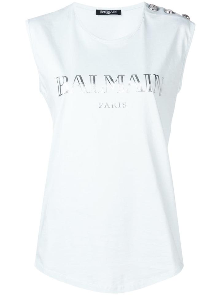 Balmain Embellished Buttons Top - Blue