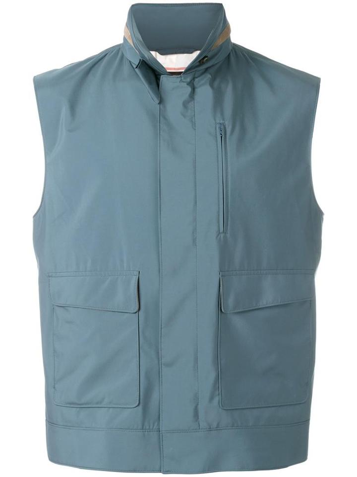 Loro Piana 'sutton' Gilet, Men's, Size: Large, Blue, Goat Skin/polyester/polyurethane