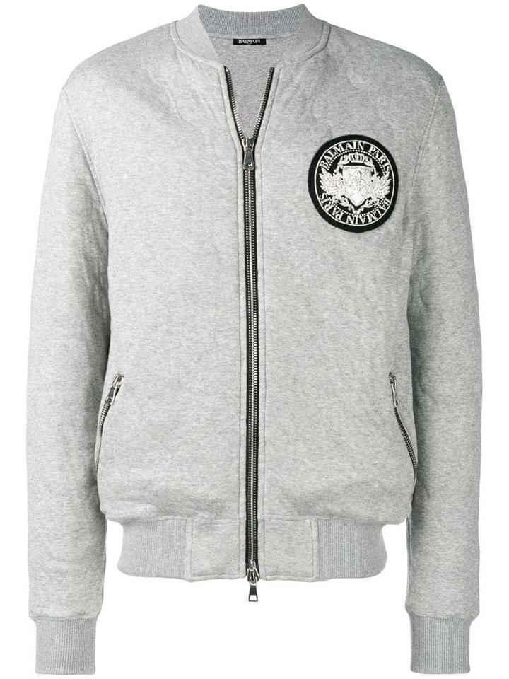Balmain Medallion Logo Zipped Sweatshirt - Grey