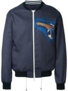 Loewe 'gun' Bomber Jacket, Men's, Size: 46, Blue, Silk/polyester
