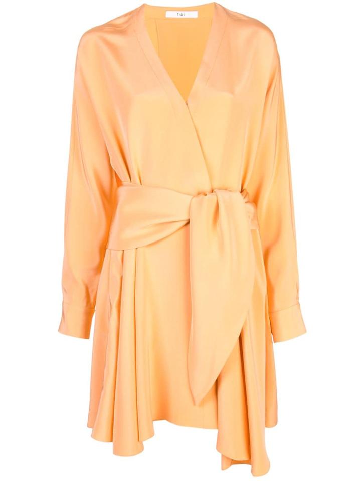 Tibi Short Wrap Dress - Orange