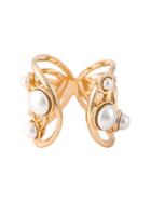 Eshvi Astro Ring, Women's, Size: 7, Metallic, Pearls/gold Plated Brass