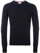 Moncler Classic Knit Sweater, Men's, Size: Large, Blue, Virgin Wool