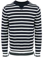 Sacai Striped Drawstring Sweatshirt - Blue