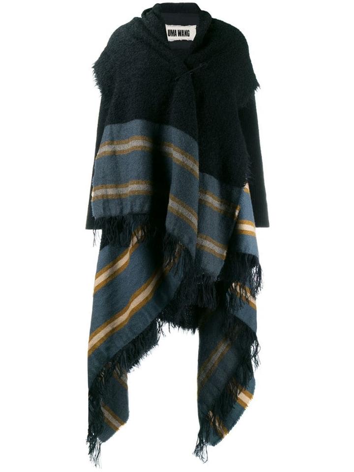 Uma Wang Striped Cape - Black