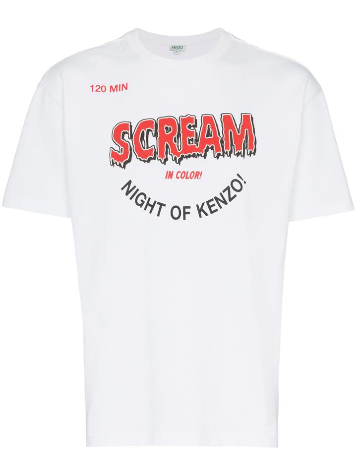Kenzo Scream Print Short Sleeve Cotton T Shirt - White