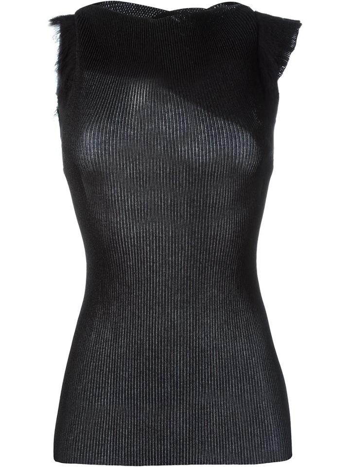 3.1 Phillip Lim Frayed Tank Top, Women's, Black, Cotton/polyamide/spandex/elastane/silk