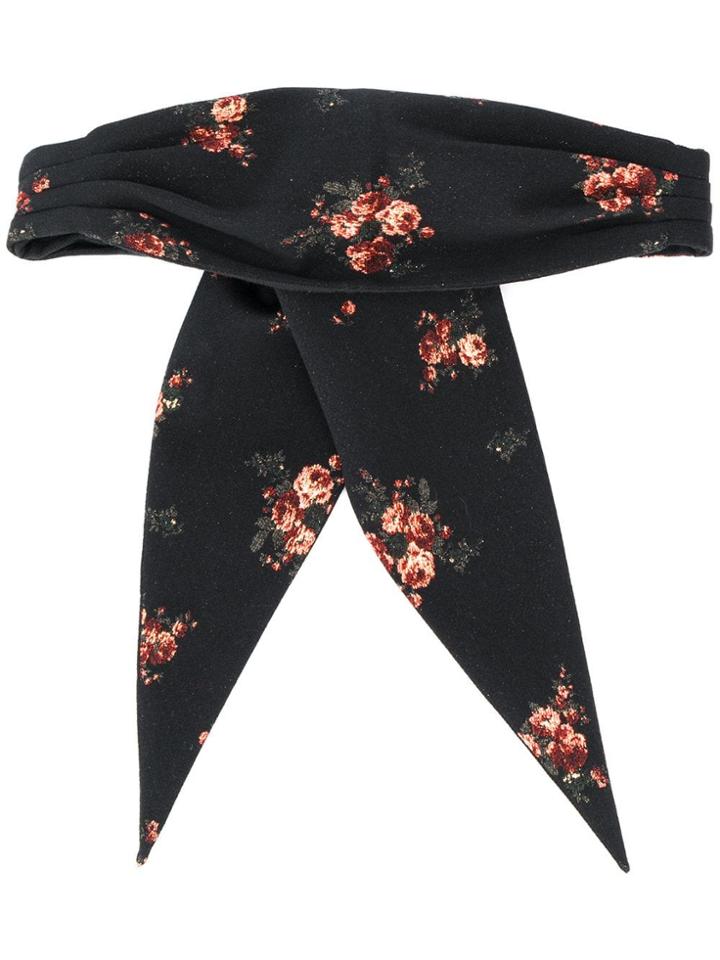 Ann Demeulemeester Floral Embroidered Bandanna - Black