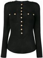 Balmain Button-embellished Knit Top - Black