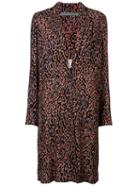 Raquel Allegra - Leopard Print Midi Coat - Women - Silk - 1, Black, Silk