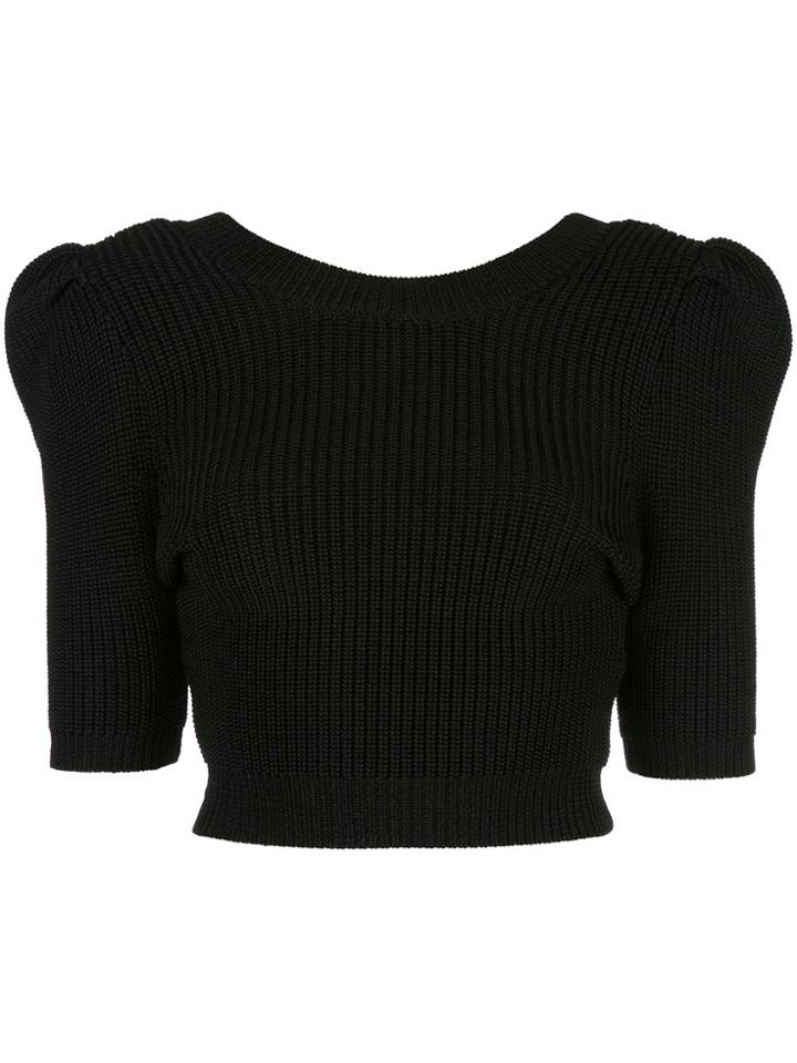 Cushnie Low Back Cropped Top - Black