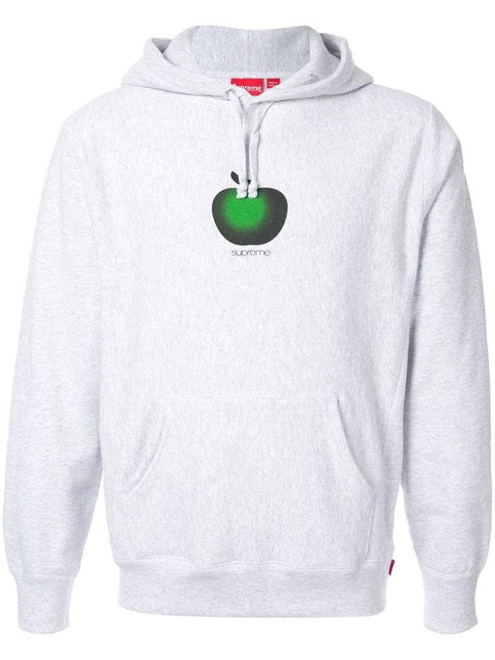 Supreme Apple-print Hoodie - Grey