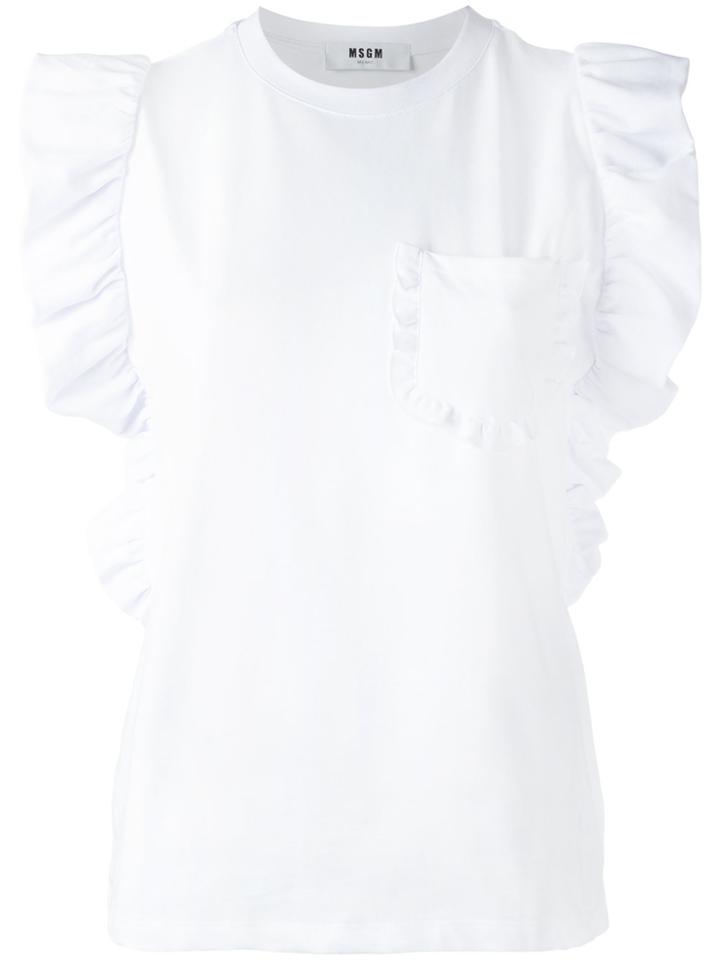 Msgm Frill Detail Sleeveless Top - White