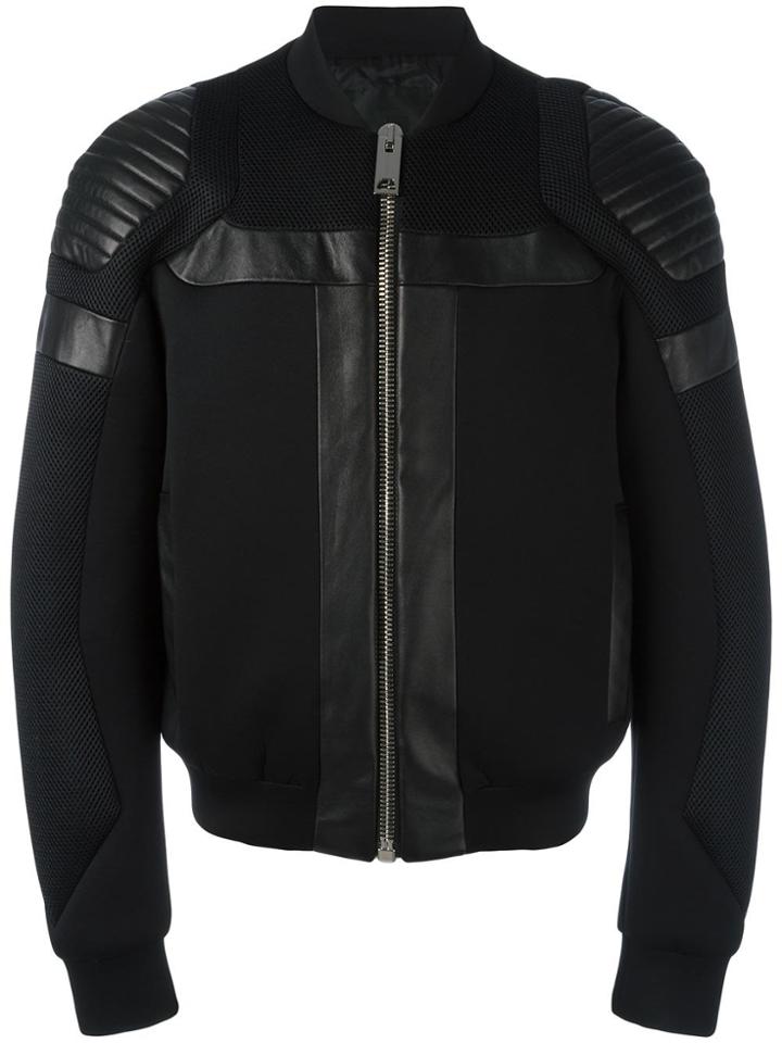 Les Hommes Panelled Bomber Jacket - Black
