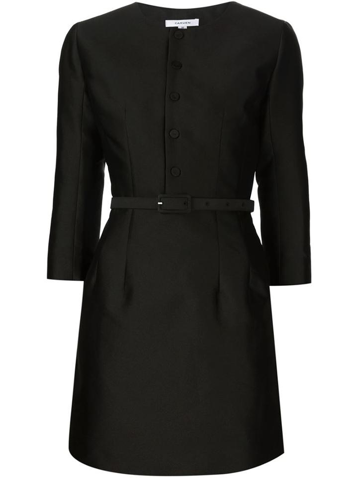 Carven Belted Satin Dress