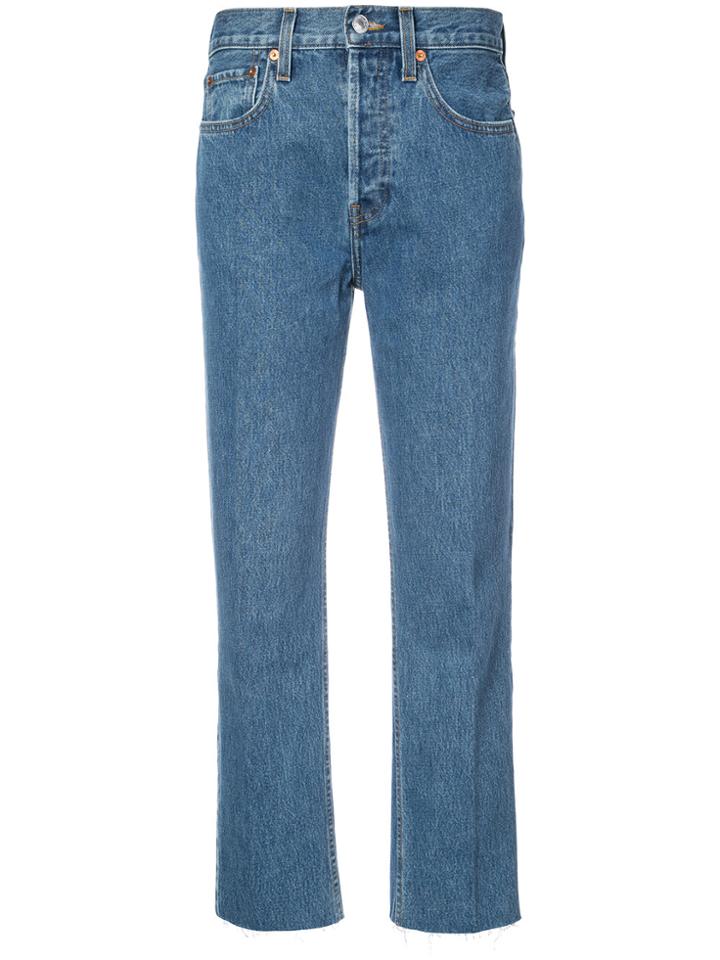 Re/done High Rise Pipe Jeans - Blue