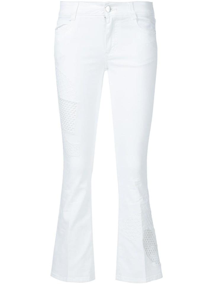 Stella Mccartney Embroidered Mesh Flared Jeans - White