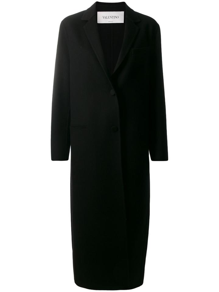 Valentino Long Single-breasted Coat - Black