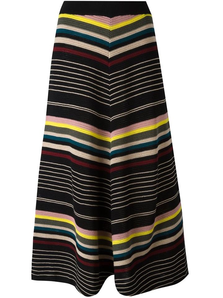 Antonio Marras Striped Knitted Skirt, Women's, Size: Medium, Black, Virgin Wool