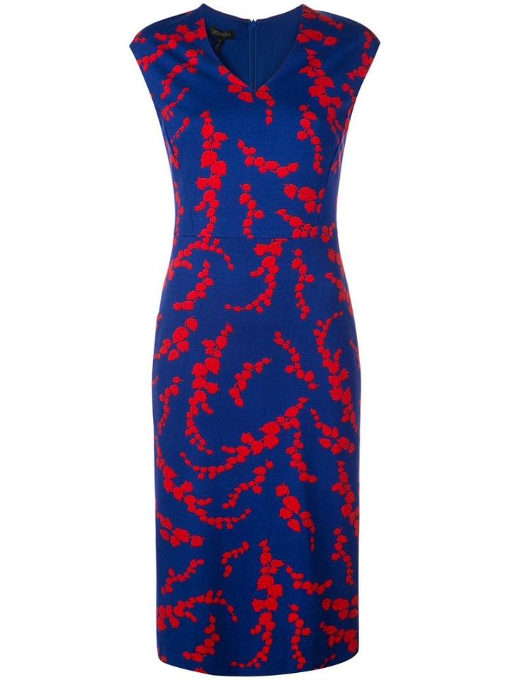 Escada Leaf-print Dress - Blue