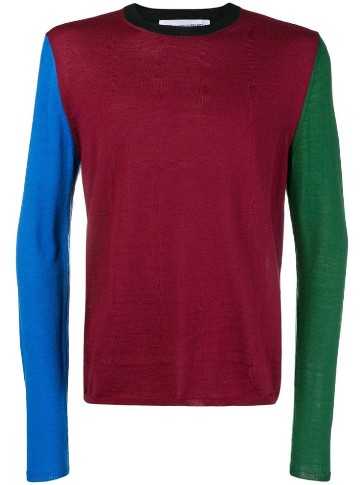 Comme Des Garçons Shirt Colour Block Jumper - Red