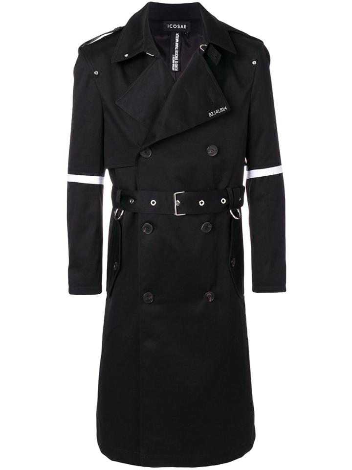 Icosae Belted Trench Coat - Black