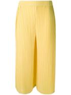 Jil Sander - Pleated Cropped Trousers - Women - Polyester - 34, Yellow/orange, Polyester