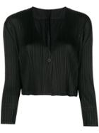 Pleats Please By Issey Miyake Pleated Cropped Jacket - Black