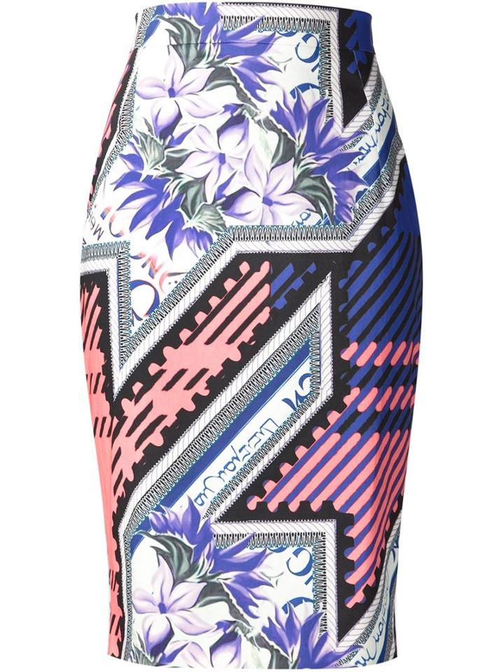 Mary Katrantzou Printed Pencil Skirt, Women's, Size: 8, Viscose/spandex/elastane
