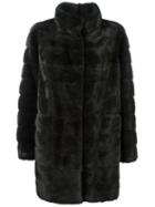 Arma Concealed Front Fastening Coat, Women's, Size: 36, Grey, Mink Fur/cashmere