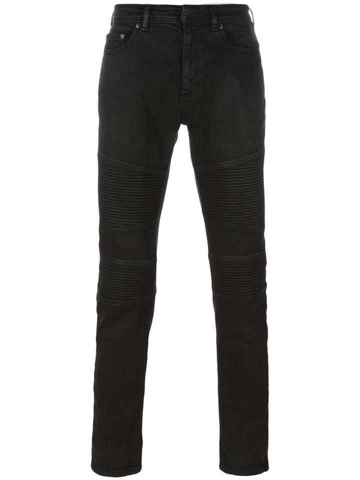 Neil Barrett Ribbed Panelled Jeans, Men's, Size: 34, Black, Cotton/polyurethane