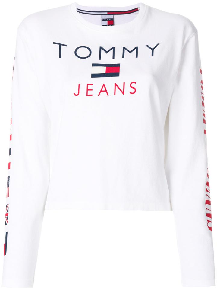 Tommy Jeans Flag Print Longsleeved T-shirt - White