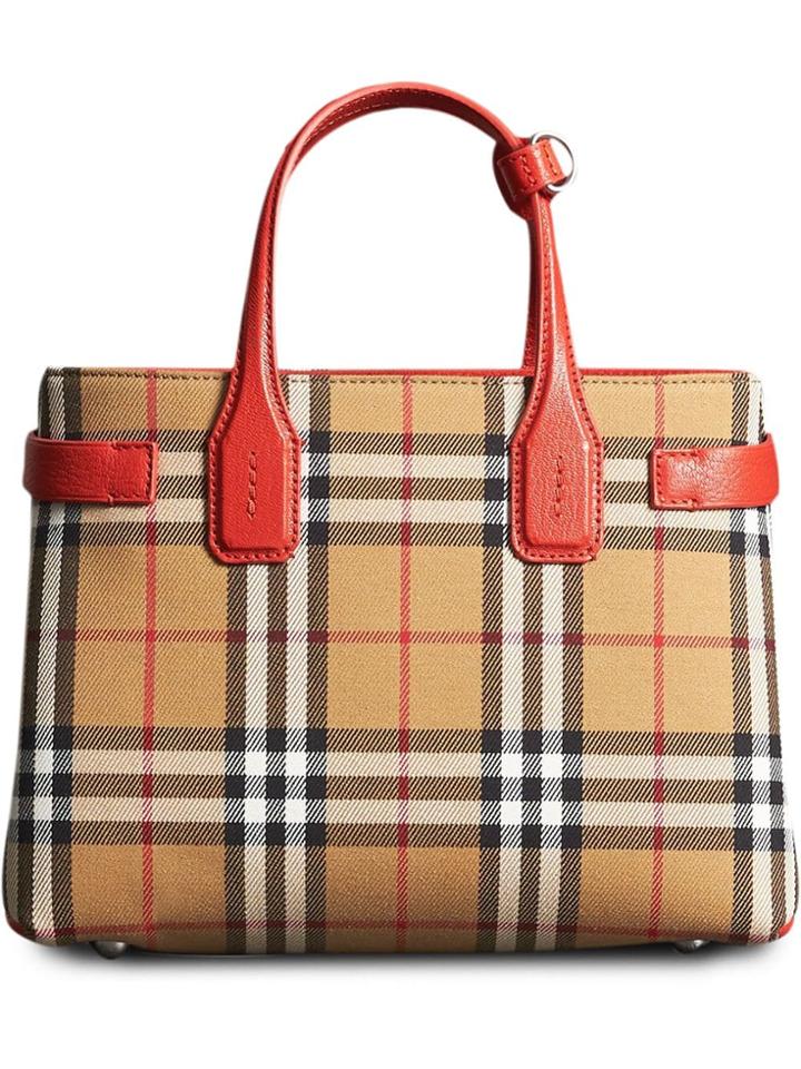 Burberry The Small Banner In Vintage Check And Leather - Yellow