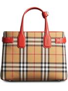 Burberry The Small Banner In Vintage Check And Leather - Yellow