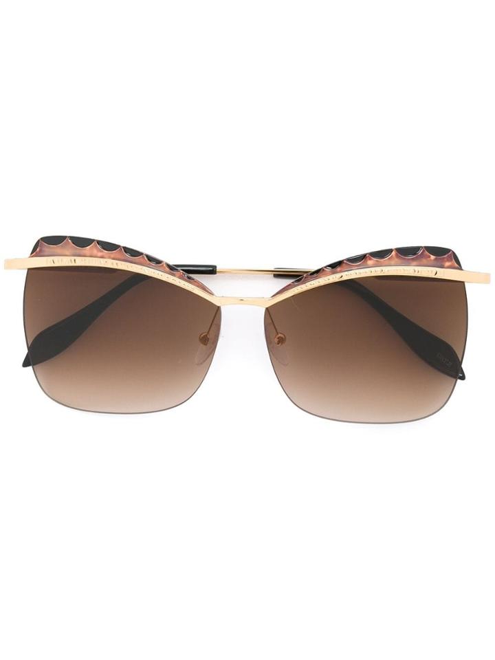 Alexander Mcqueen Eyewea Squared Cat Eye Sunglasses - Metallic