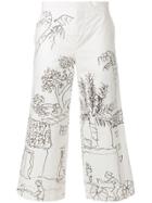 Marni Illustrated Cropped Trousers - White