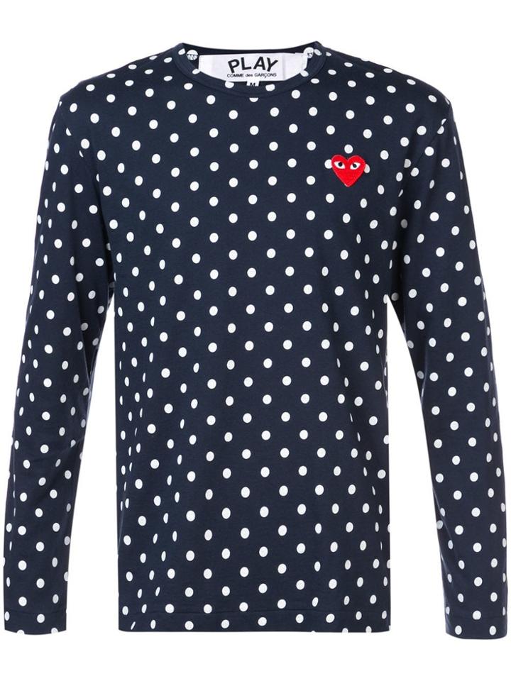 Comme Des Garçons Play Polka-dot Long Sleeve Top - Blue