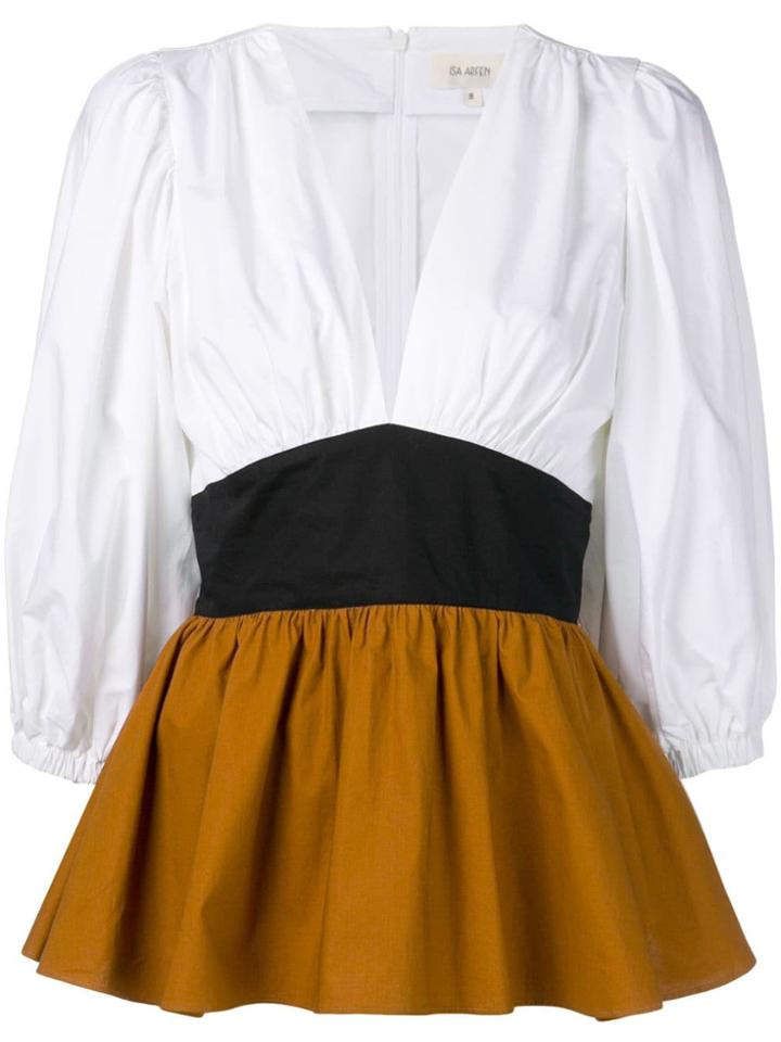 Isa Arfen V-neck Puff Sleeve Top - White