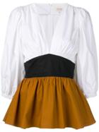 Isa Arfen V-neck Puff Sleeve Top - White