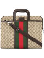 Gucci Vintage Shelly Line Gg Pattern Business Bag - Brown