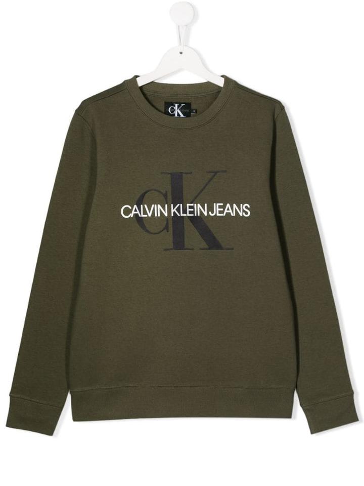 Calvin Klein Kids Printed Logo Sweatshirt - Green