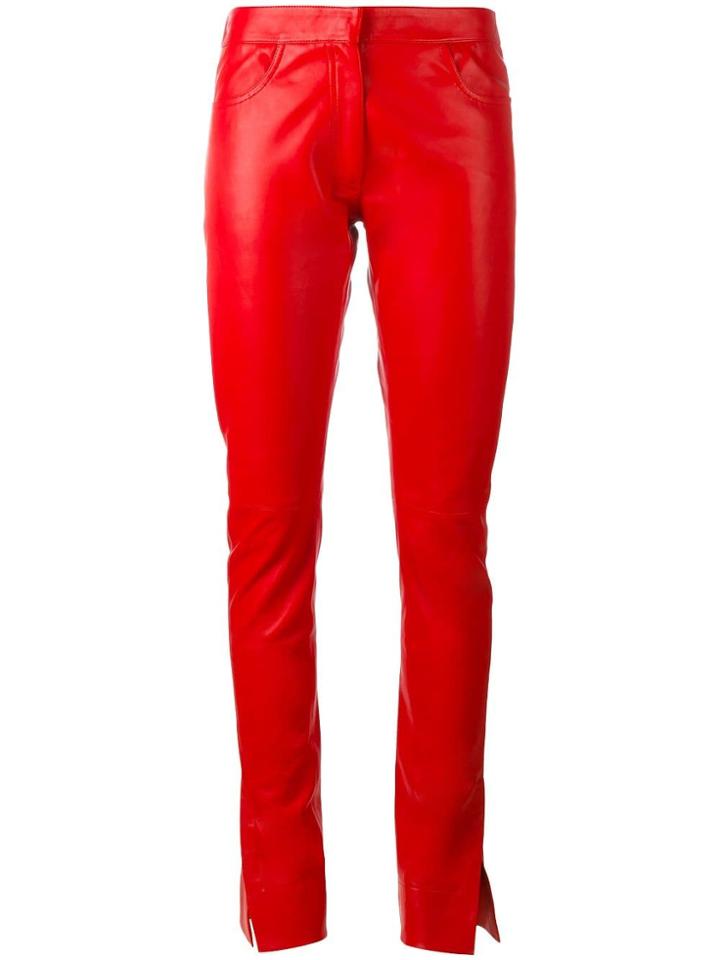 Loewe Straight Leather Pants - Red