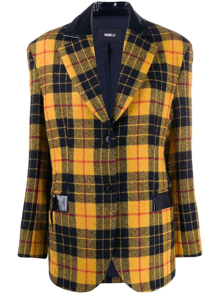 Yang Li Tartan Pattern Blazer - Black