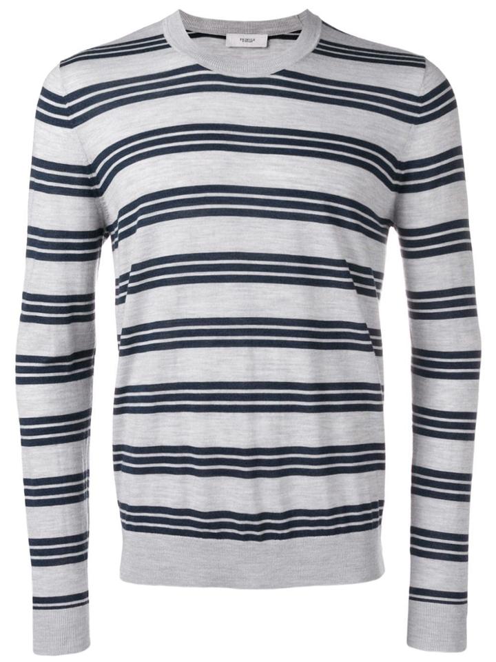 Pringle Of Scotland Striped Merino Wool Jumper - Grey