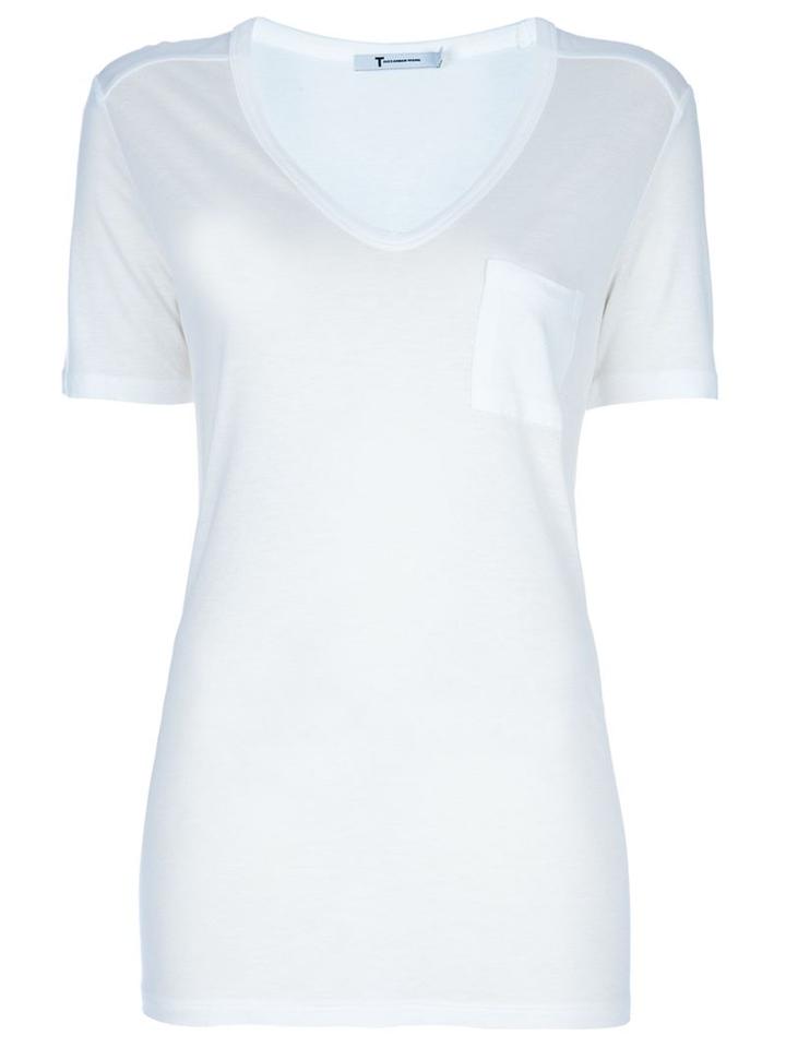 T By Alexander Wang Scoop Neck T-shirt, Women's, Size: L, White, Rayon