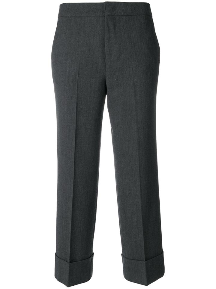 Pt01 Cropped Turn Up Trousers - Grey