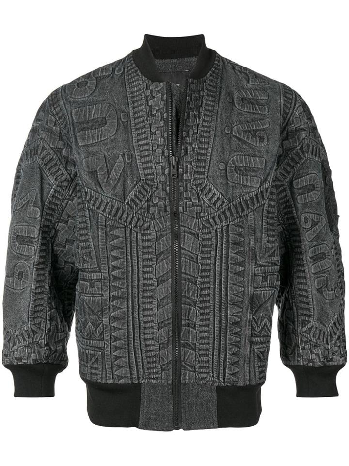 Ktz Textured Bomber Jacket - Black