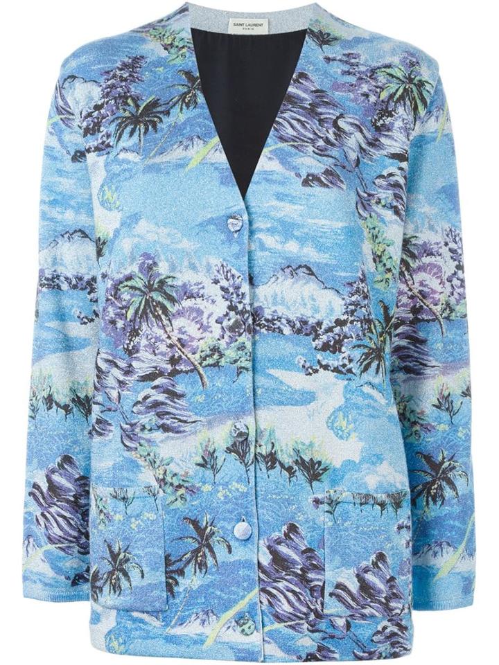 Saint Laurent Palm Beach Print Cardigan
