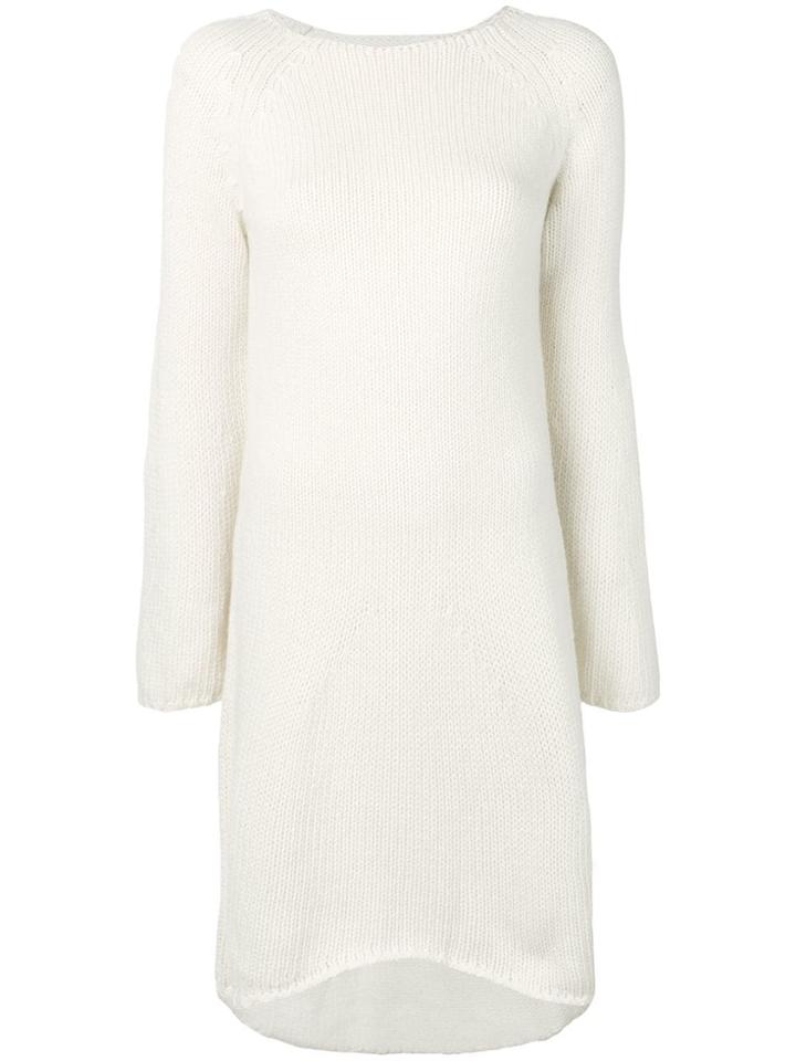 Fine Edge Midi Knit Dress - White